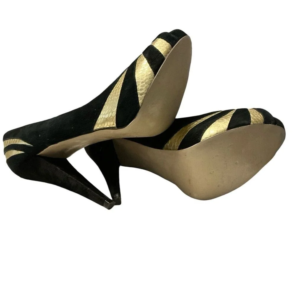 Aldo black &‎ gold suede leather pumps size 39 US9